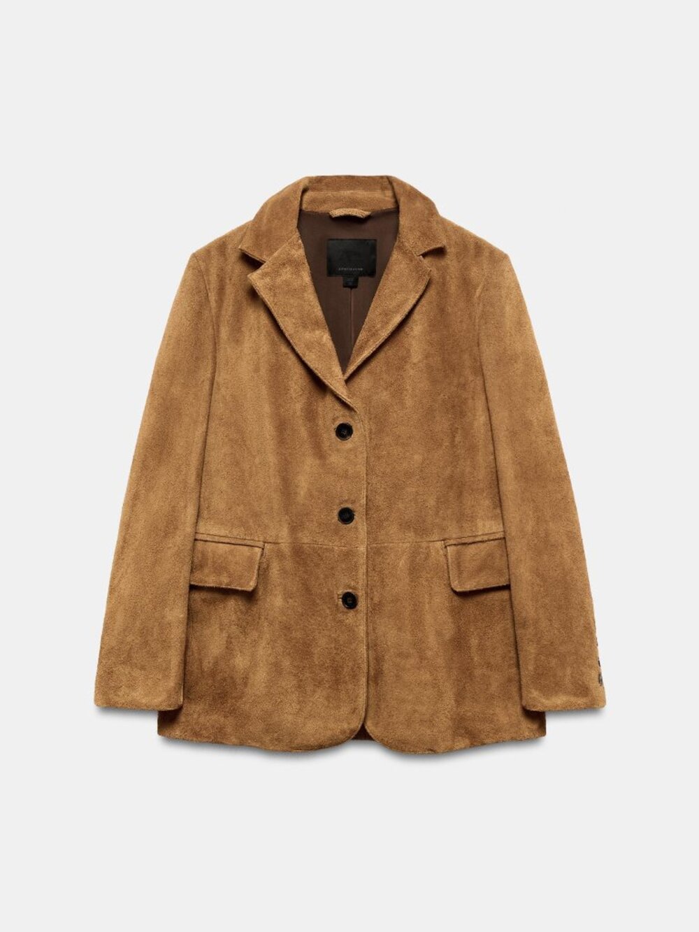 ZARA Genuine Suede Leather Blazer Jacket Camel Tan Size M